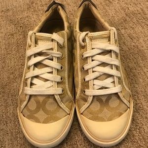 Coach neutral tan/gold sneakers - size 7